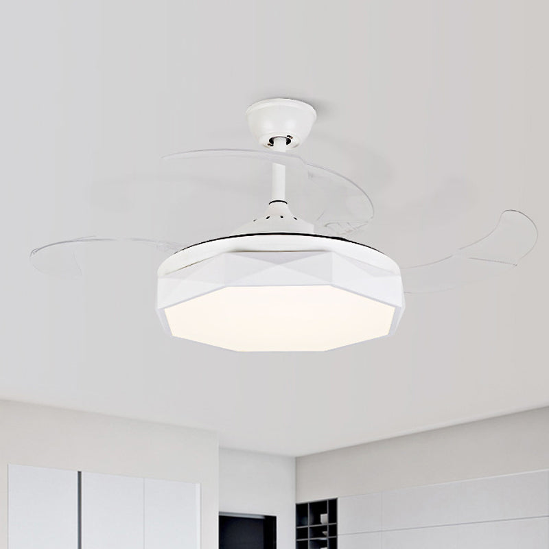 Prismy Wohnzimmer Deckenlüfter leichte Metallic 15,5 "breit führte Nordic Semi Flush Mount, 4 Klingen