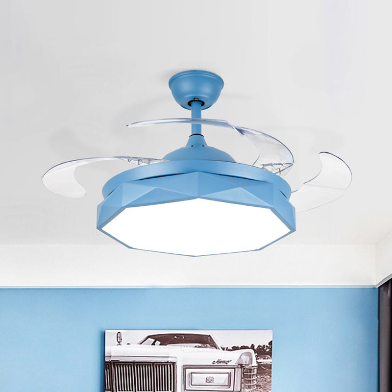 Prismy Wohnzimmer Deckenlüfter leichte Metallic 15,5 "breit führte Nordic Semi Flush Mount, 4 Klingen
