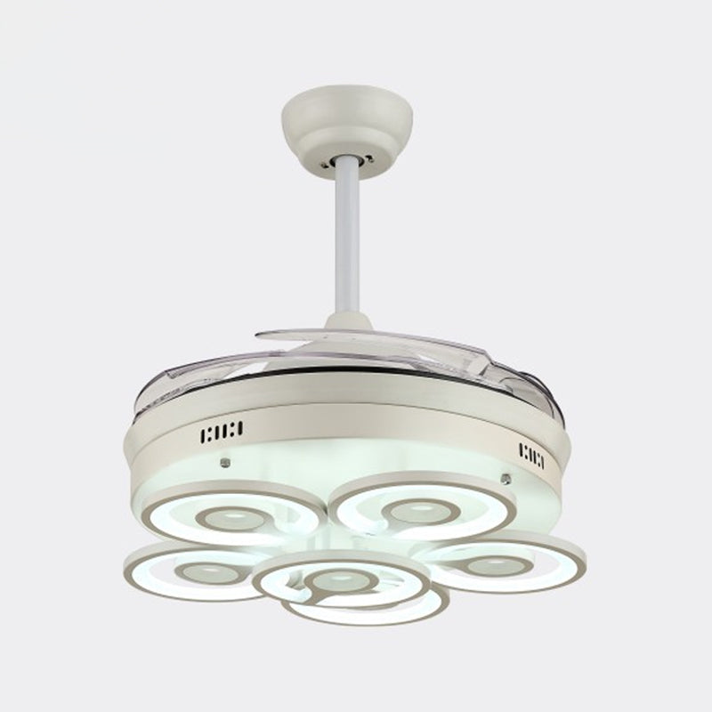 Boucle en boucle en acrylique à 4 lames Éventail de ventilateur simplicité simplicité LED White Semi Flush Mount, 19 "de large