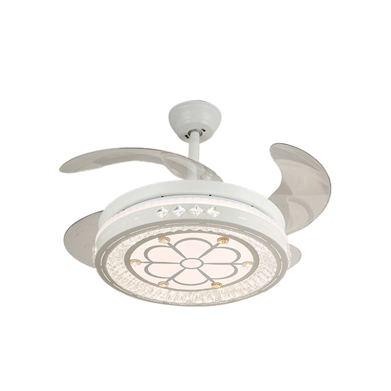 Simpulla Light a fiiling semifulò da 19 "Luce a filo rotondo a sospensione con tonalità acrilica, 4 lame