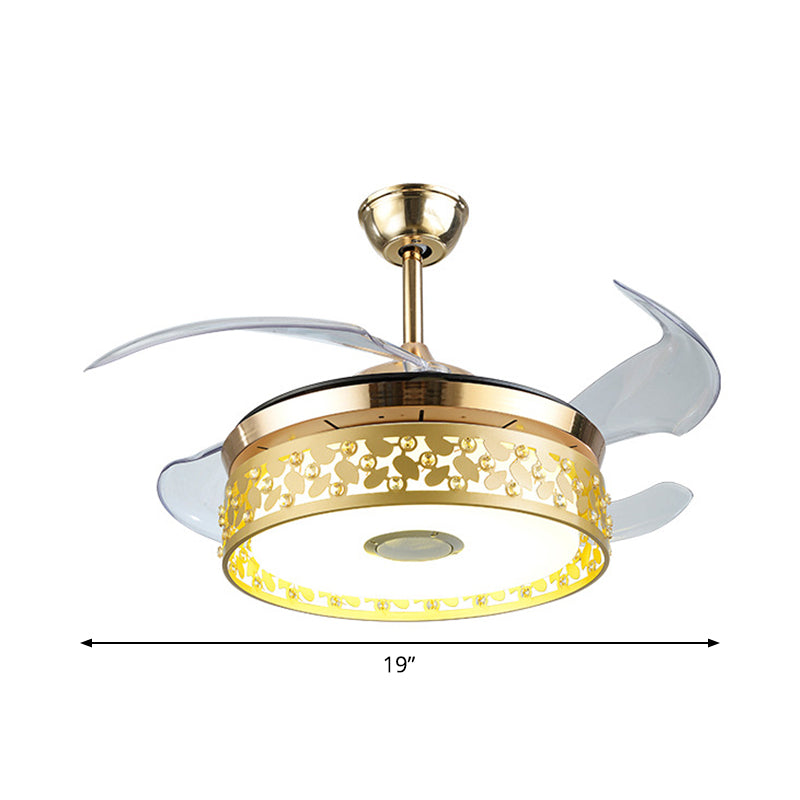 Hohlkreis kreisförmige Anhänger Lüfter Leichtes nordisches Metall 19 "breit LED Gold Semi Flush Lampe, 4 Klingen