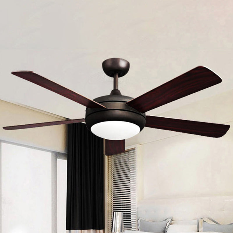 45.5" Wide Metal Black Semi-Flush Mount Bowl LED Rustic Ceiling Fan Lamp with 5 Blades
