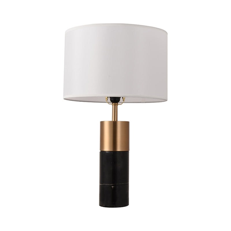 Tavolo da comodino Drum Lighting Tessuto 1 Testa Postmoderna Night Stand Lampato con piedistallo in marmo in nero/bianco/grigio