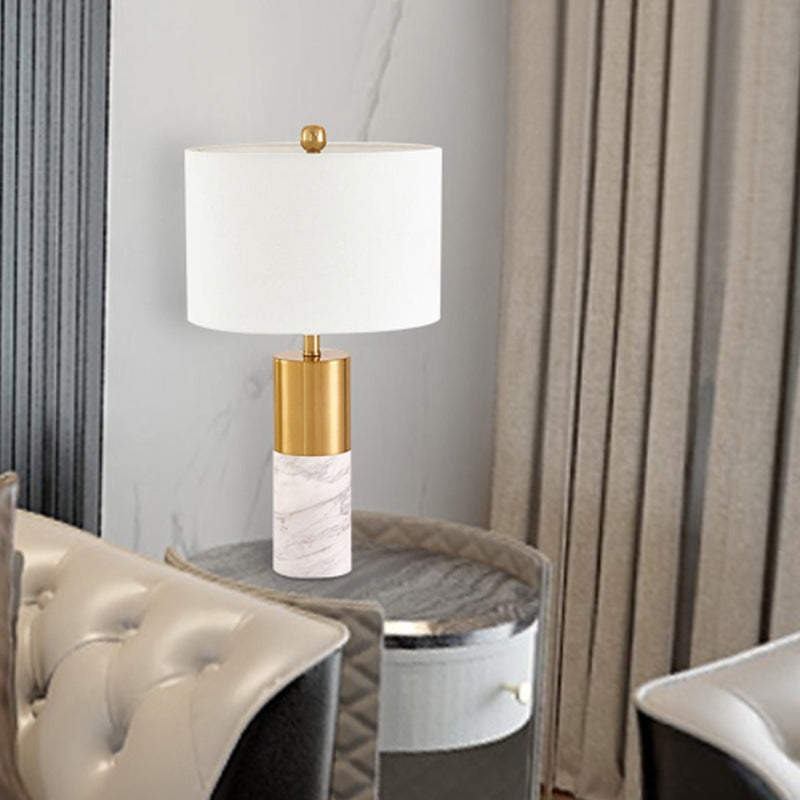Lampada da notte con paralume dritto Lampada da tavolo moderna in tessuto a 1 testa Nero/Grigio/Bianco per camera da letto, 12,5"/15" W