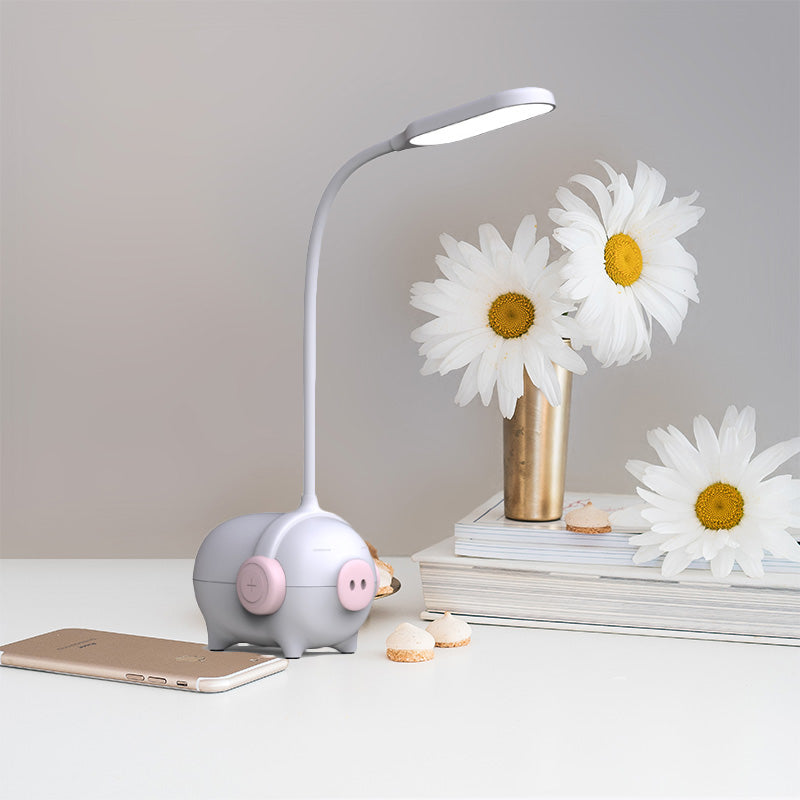 Piggy Kindergarten LED Desk Light 1 Head Animal Reading Light with Flexible Gooseneck