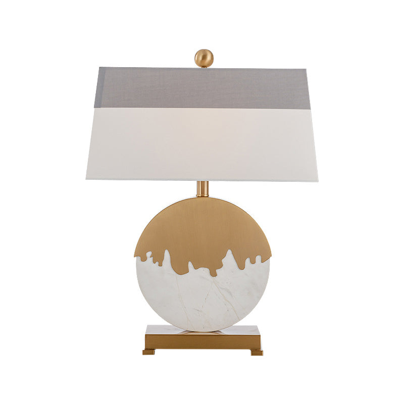 Pagode stoffen tafel licht eigentijds enkel messing en witte nachtkastje lamp met ronde basis