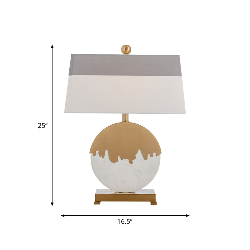Pagode stoffen tafel licht eigentijds enkel messing en witte nachtkastje lamp met ronde basis