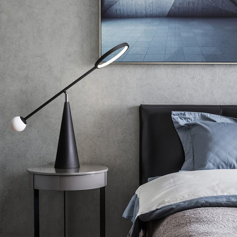 Lámpara de mesa de sala de estar de 1 luces de forma geométrica de forma geométrica con brazo de equilibrio en negro/verde