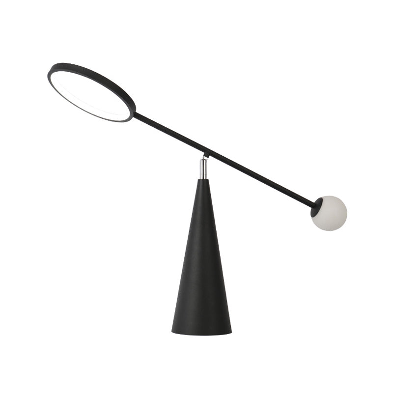 Lámpara de mesa de sala de estar de 1 luces de forma geométrica de forma geométrica con brazo de equilibrio en negro/verde