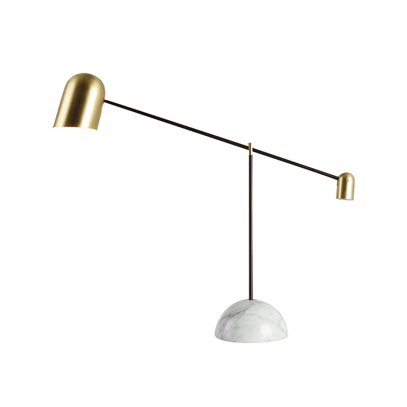 Messing koepel nachttafel licht postmodern 1 kop metalen nachtkastje lamp met witte marmeren basis