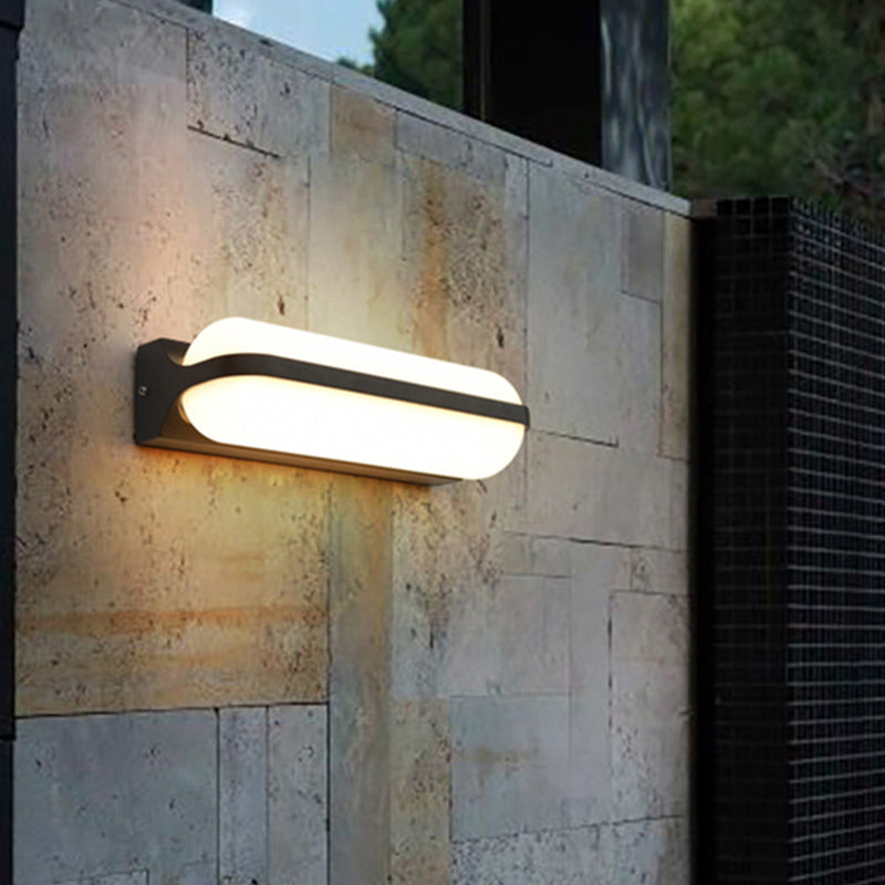 Capsule Flush Wall Sconce Modern Acrylic 1/2-Bulb Doorway Wall Mounted Lamp in Black