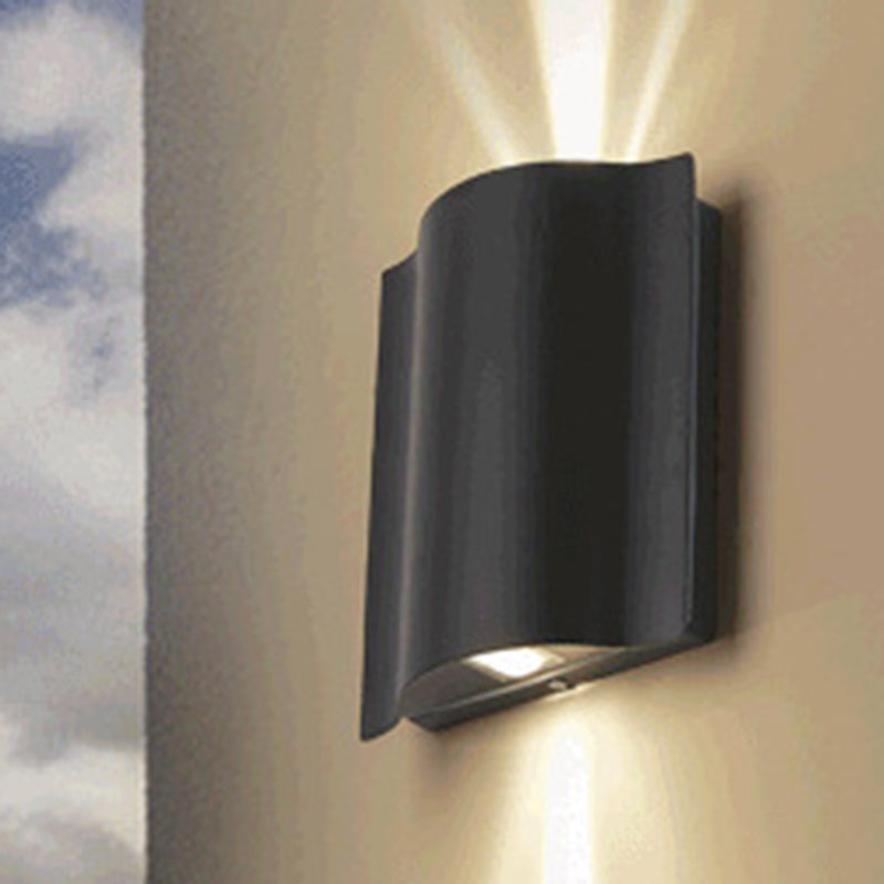 2/4/6-licht Patio LED SCONCE LAMP MODERNE ZWART BLACK MOUNT Wandlicht met golvende metalen schaduw, warm/wit licht