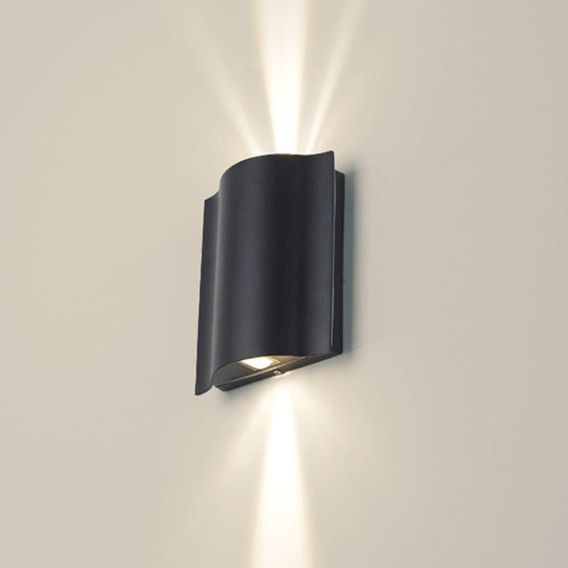 2/4/6-licht Patio LED SCONCE LAMP MODERNE ZWART BLACK MOUNT Wandlicht met golvende metalen schaduw, warm/wit licht