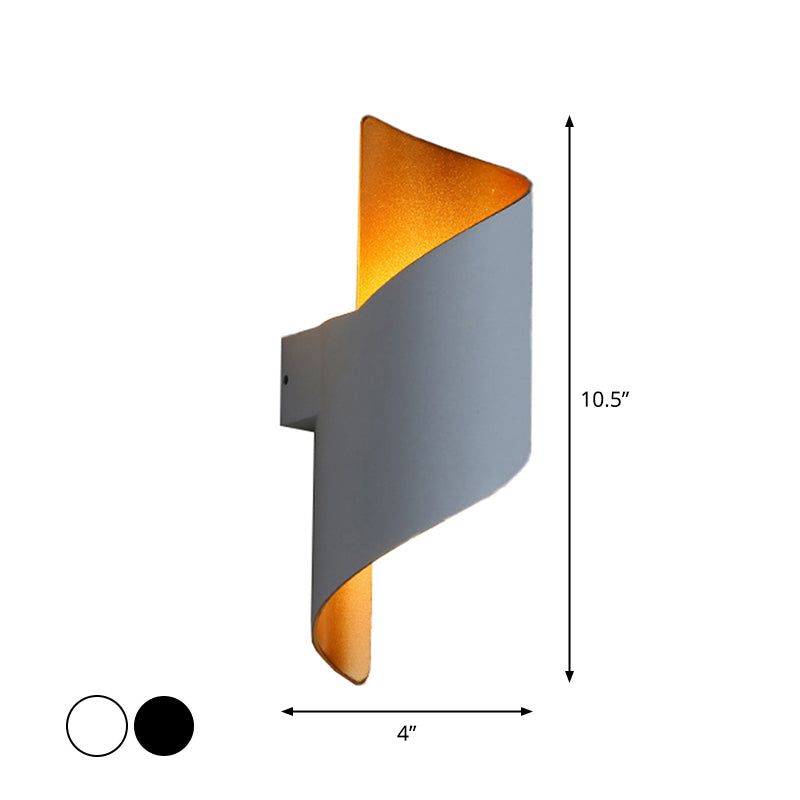 Spiral Foyer Wall Light Fixture Aluminum Postmodern LED Wall Sconce in Black/White and Gold Inner