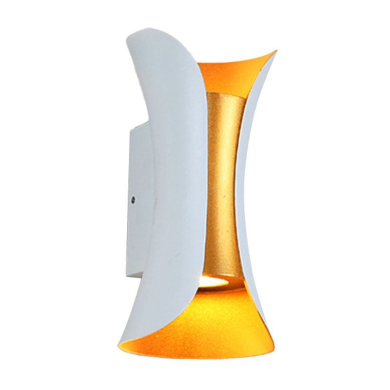 Kleine/große ausgestellte LED-Wandleuchten moderne Metall 2 Glühbirnen Schwarz/Weiß/Weißgold nach unten Licht für Terrasse