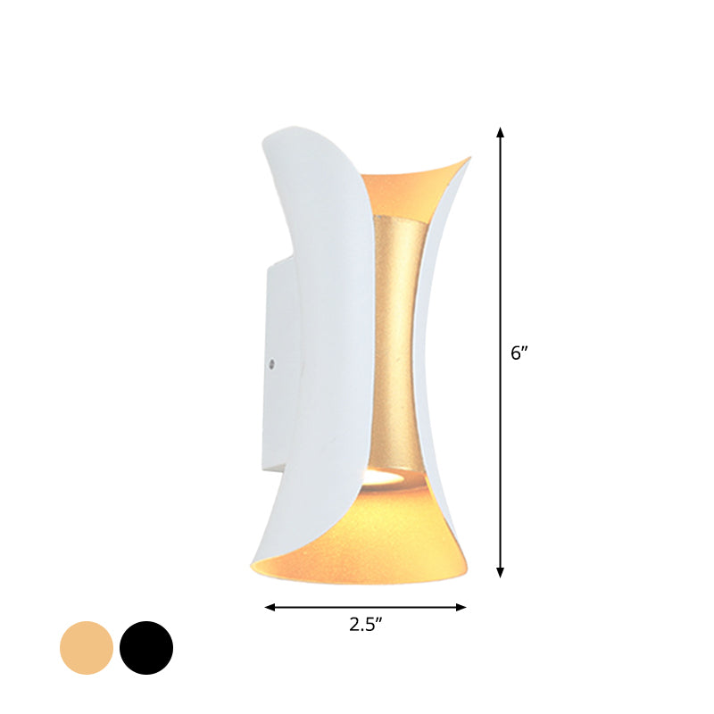 Kleine/große ausgestellte LED-Wandleuchten moderne Metall 2 Glühbirnen Schwarz/Weiß/Weißgold nach unten Licht für Terrasse