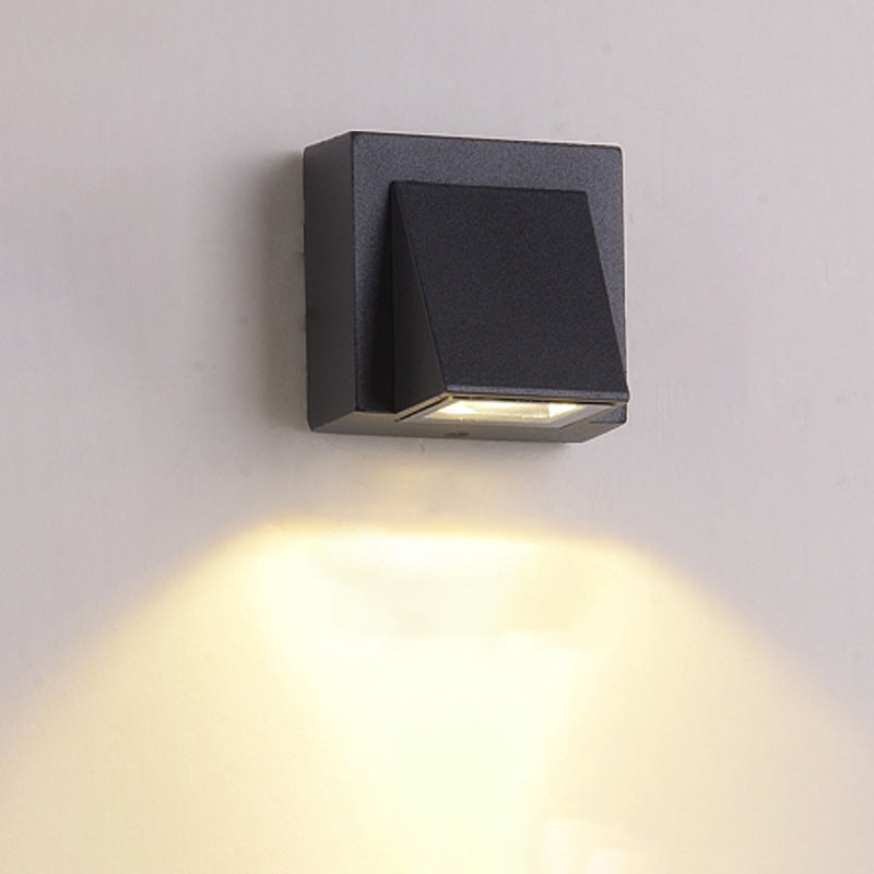 Triangle Aluminum Flush Wall Sconce Simple Black Small/Large Wall Mount Lamp for Corridor