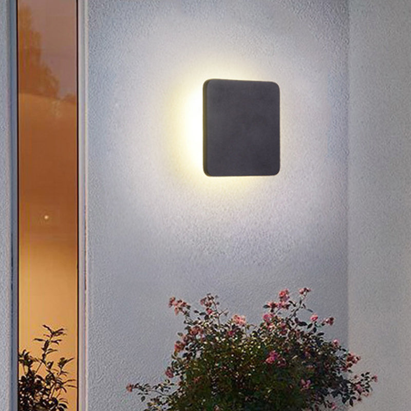 Round/Square Flush Mount Wall Lamp Minimalist Aluminum Hallway LED Sconce Light in Black