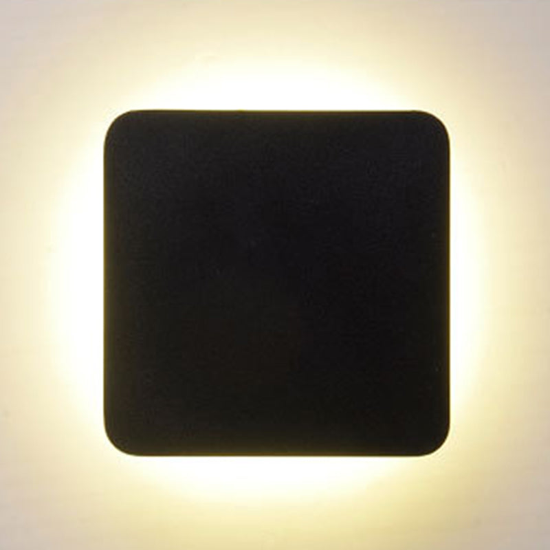 Round/Square Flush Mount Wall Lamp Minimalist Aluminum Hallway LED Sconce Light in Black