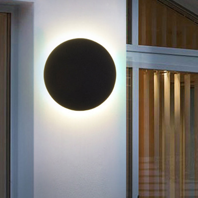 Round/Square Flush Mount Wall Lamp Minimalist Aluminum Hallway LED Sconce Light in Black