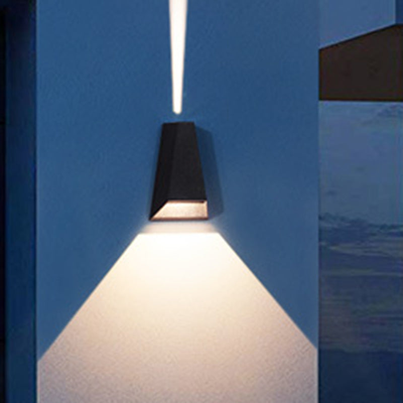 Triangle Patio LED Wall Light Aluminum Simple Style Flush Mount Wall Sconce in Black, Warm/White Light