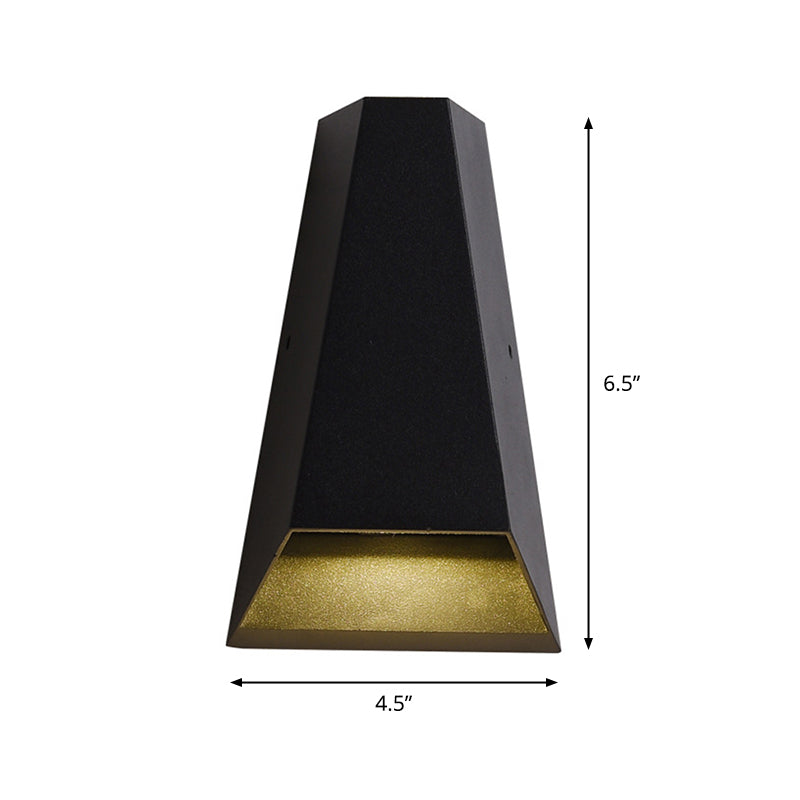 Triangle Patio LED Wall Light Aluminum Simple Style Flush Mount Wall Sconce in Black, Warm/White Light