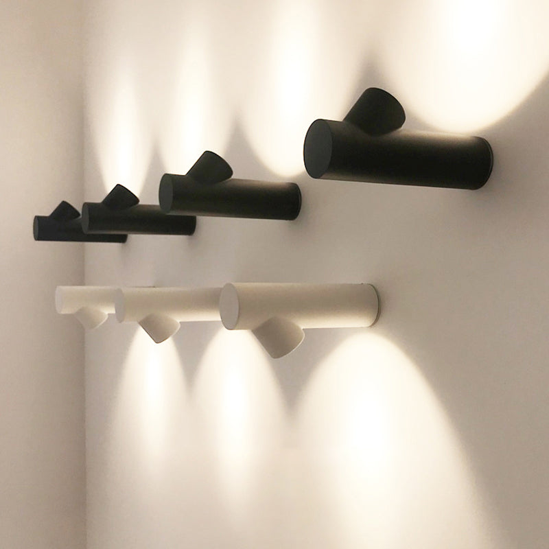 Nordic Tree Pole Wall Lighting Ideas Metal Bedside LED Flush Wall Sconce in Black/Grey/White