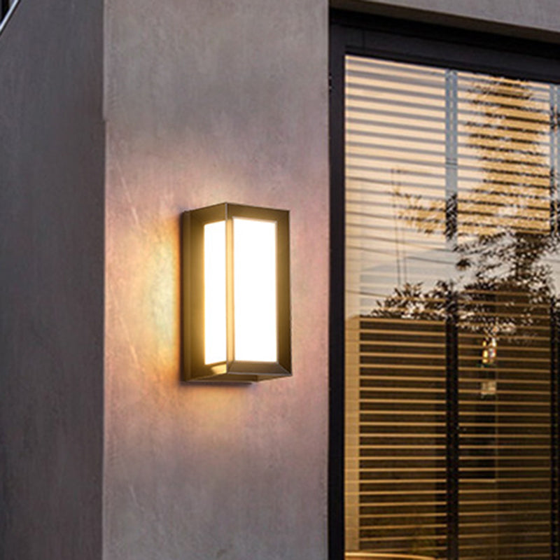 Sound Activated Rectangle Wall Sconce Modern Plastic Entry Gate LED Wall Mounted Lamp in Black