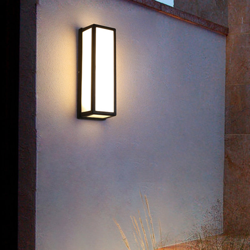 Kleine/grote rechthoekige patio SCONCE LAMP Plastic eenvoud LED spoelmontage wandlicht in zwart