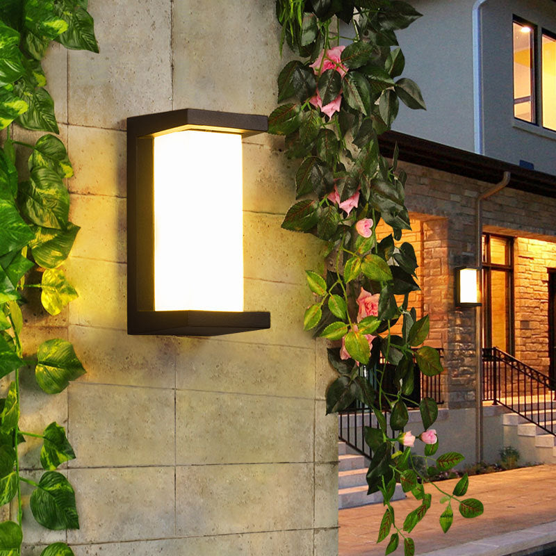 Arc/Rectangle/Oblong LED Wall Lamp Contemporary Aluminum Black Flush Mount Wall Sconce for Courtyard