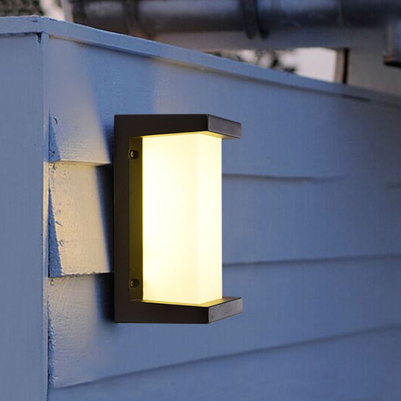 Arc/Rectangle/Oblong LED Wall Lamp Contemporary Aluminum Black Flush Mount Wall Sconce for Courtyard