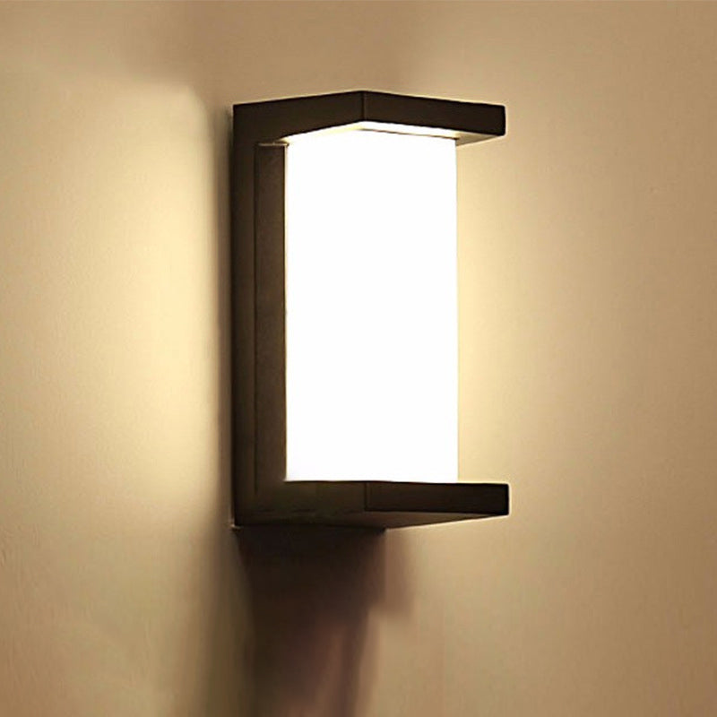 Arc/Rectangle/Oblong LED Wall Lamp Contemporary Aluminum Black Flush Mount Wall Sconce for Courtyard