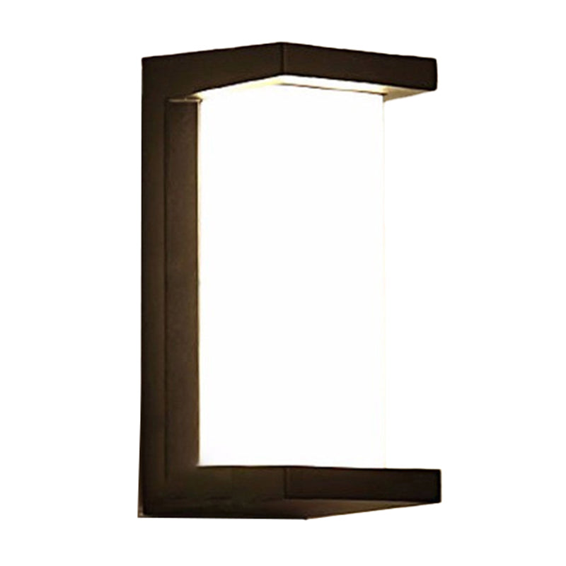 Arc/Rectangle/Oblong LED Wall Lamp Contemporary Aluminum Black Flush Mount Wall Sconce for Courtyard