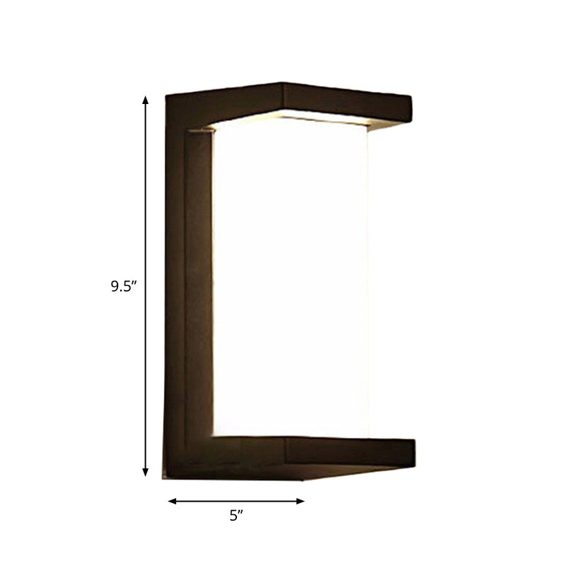 Arc/Rectangle/Oblong LED Wall Lamp Contemporary Aluminum Black Flush Mount Wall Sconce for Courtyard