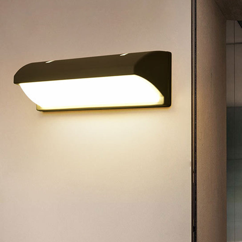 Arc/Rectangle/Oblong LED Wall Lamp Contemporary Aluminum Black Flush Mount Wall Sconce for Courtyard