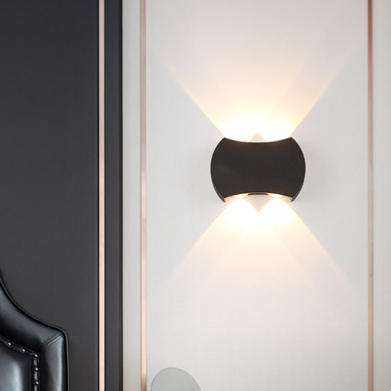 Ellipse/Curve/Honeycomb Mini Wall Light Nordic Metallic 4/6-Bulb Hallway LED Wall Washer Sconce in Black