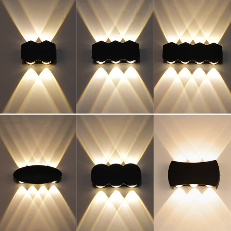 Ellipse/Curve/Honeycomb Mini Wall Light Nordic Metallic 4/6-Bulb Hallway LED Wall Washer Sconce in Black