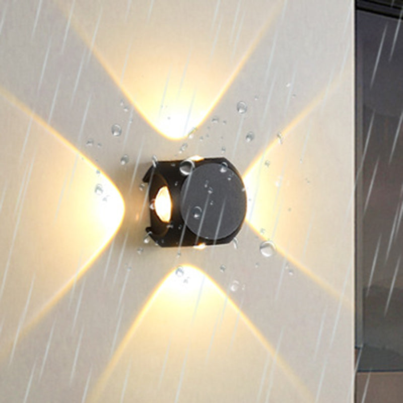 Mini Cube Wall Washer Sconce Nordic Aluminum 2/4-Head Living Room LED Wall Lamp in Black/White