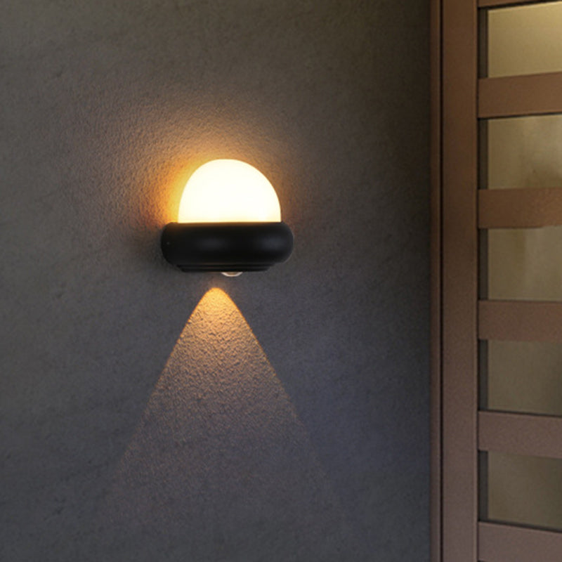 Plastic Ball Flush Wall SCONCE Hedendaags 1/2-licht zwarte wandverlichting voor terras
