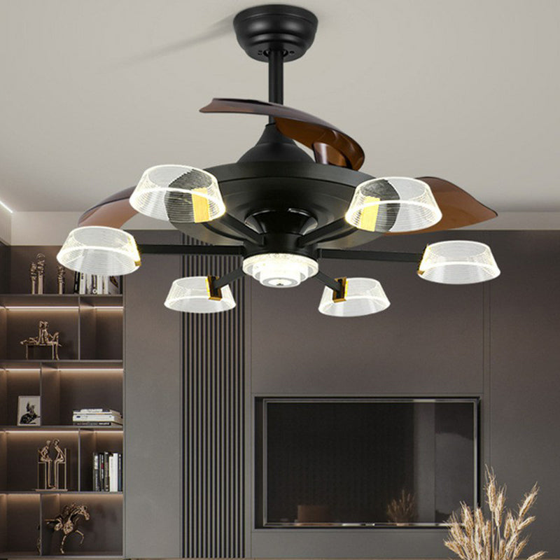 42 "breites Sputnik Wohnzimmer Deckenventilator Leuchtmetall LED Modernismus Halbflush-Halterung mit 4 Klingen