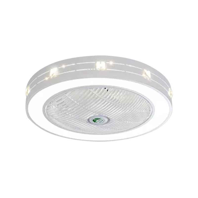 Acrylrunde Laser-Schnitt-Deckenventilator Moderne LED White Semi Flush Mount, 23 "breit