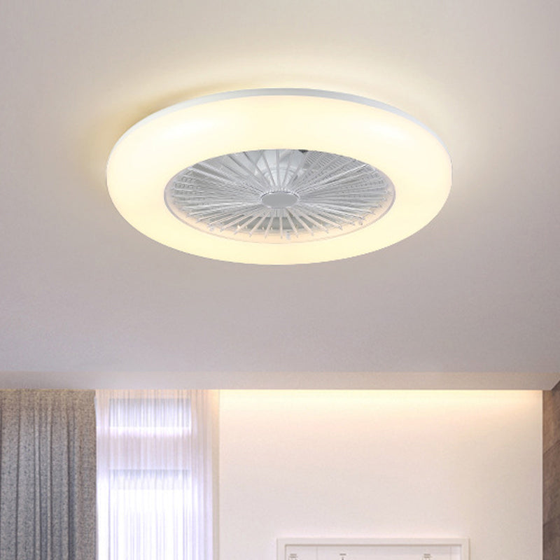 Runde Schlafzimmer 5-Blüten-Halbflush-Acryl-LED-LED zeitgenössischer Anhänger-Lüfter, 22 "breit