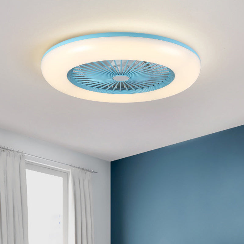 Runde Schlafzimmer 5-Blüten-Halbflush-Acryl-LED-LED zeitgenössischer Anhänger-Lüfter, 22 "breit