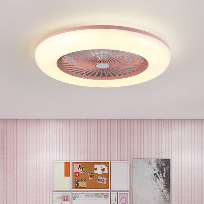 Runde Schlafzimmer 5-Blüten-Halbflush-Acryl-LED-LED zeitgenössischer Anhänger-Lüfter, 22 "breit