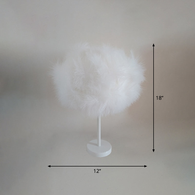 White Candy Floss Night Lamp Novelty Minimalist 1 Head Feather Table Stand Light
