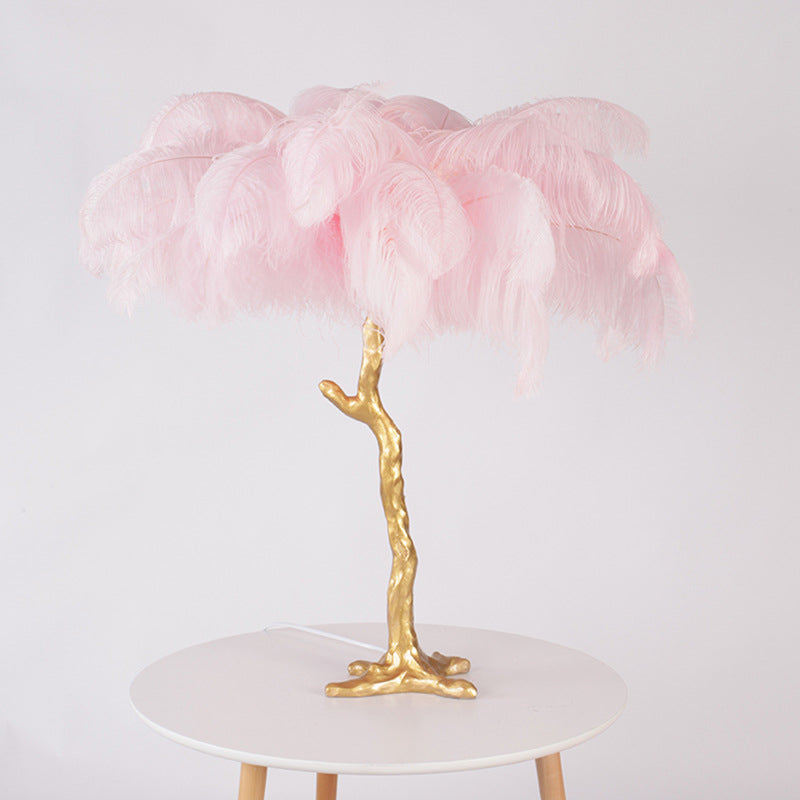 Creatief moderne kokosboom nachtlamp veer eenmalige bol woonkamer tafellicht in roze