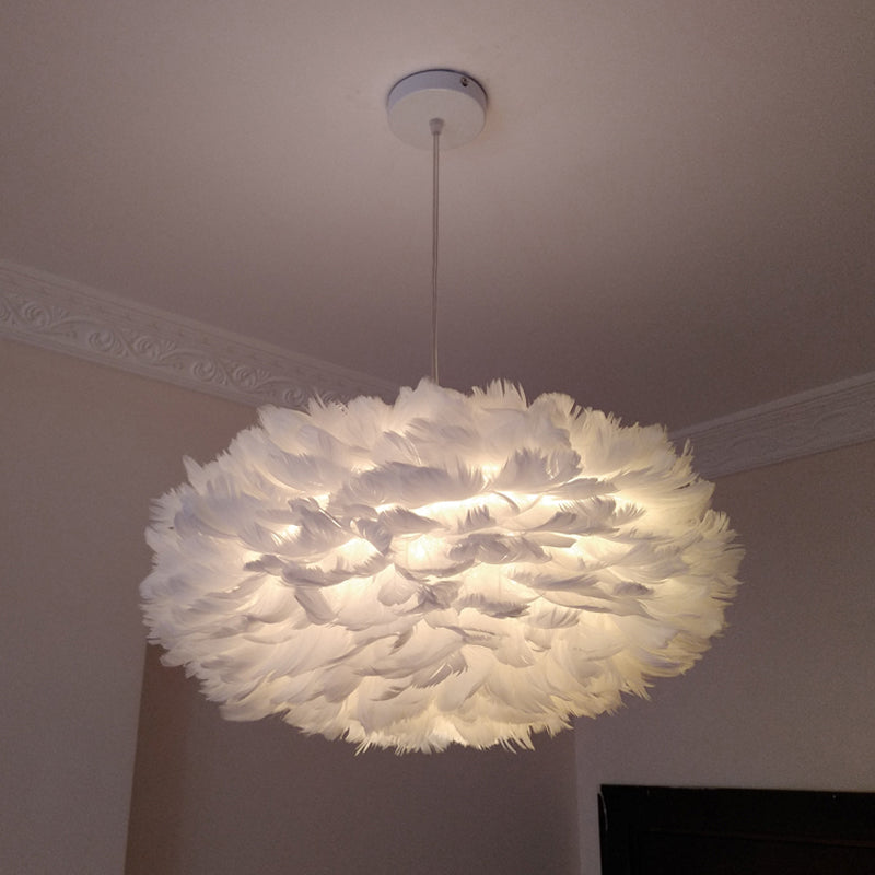 Feder Rose Blossom Anhänger hell modernistisch 1-Lichtgrau/Aprikose/rosa Decke Hanglampe über Tisch, 18 "/21,5" Breite