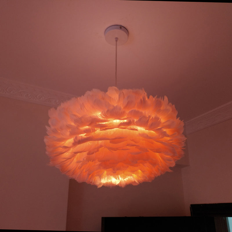 Feder Rose Blossom Anhänger hell modernistisch 1-Lichtgrau/Aprikose/rosa Decke Hanglampe über Tisch, 18 "/21,5" Breite