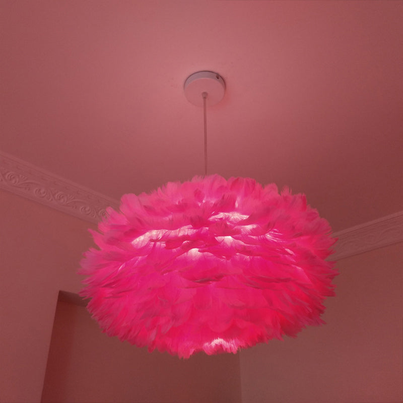 Feder Rose Blossom Anhänger hell modernistisch 1-Lichtgrau/Aprikose/rosa Decke Hanglampe über Tisch, 18 "/21,5" Breite