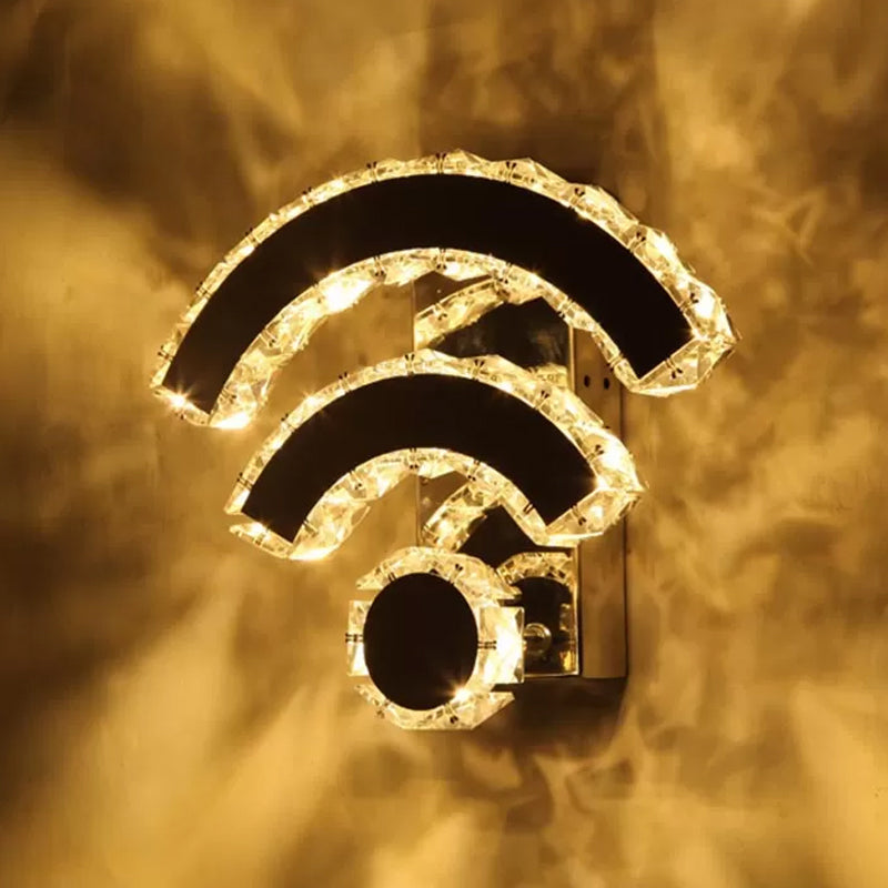 WIFI/Dual C/Loving Heart Hotel Flush Mount Crystal Encrusted Modern LED Wall Sconce Lighting in Gold